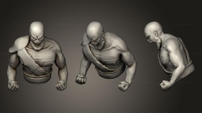 Busts of heroes and monsters (Kratos, BUSTH_1437) 3D models for cnc